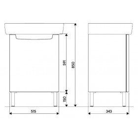 Фото 3 Тумба подвесная Kolo Record 60 левый (89409) бел/венге под умывальник Record (К91962)