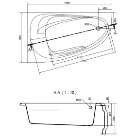 Фото 2 Ванна акрилова Cersanit JOANNA NEW 160*95 ліва з ніжками (S301-170)