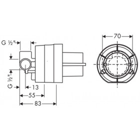 Фото 1 Скрытая часть смесителя для душа Hansgrohe (13620180)