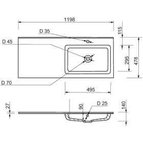 Фото 4 Умивальник меблевий над пральн.машиною Adamant Flat 120R