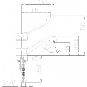Фото 1 472-985-00 MEDICO Смеситель для умывальника с поворотным изливом, L=150 мм