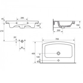 Фото 3 Умывальник Cersanit Easy 70