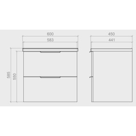 Фото 2 Тумба підвісна MIRATER Фест 60 з умивальником Глорія 60, біла