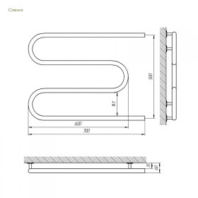 Фото 1 Полотенцесушитель Laris Змейка 25 РС3 1/2, 700х500