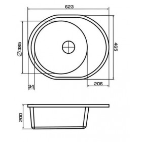Фото 1 Кухонная мойка Granado SEVILLA black shine (623*465mm)