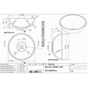 Фото 1 Умывальник из литого мрамора Marmite MONA 420С, 37-Top-Solid Grey (1142041037)