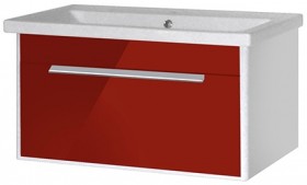 Фото Тумба Мойдодыр ПАРИЖ 80-А с умывальником Como 80 Красный