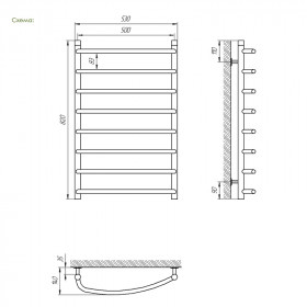 Фото 1 Полотенцесушитель Laris Браво П8 500х800