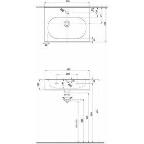 Фото 1 Kolo Twins Reflex умывальник с овальной раковиной 60 см, (L51161900)