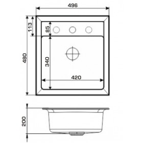 Фото 1 Кухонная мойка Granado MERIDA avena (496*480mm.)