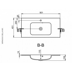 Фото 5 Умывальник Miraggio Della 900 Глянец Прямоугольный Врезной