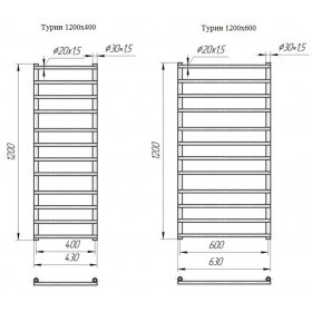 Фото 1 Полотенцесушитель Mario Турин 1200х600