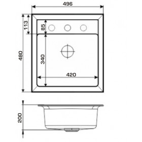 Фото 1 Кухонная мойка Granado MERIDA terra (496*480mm.)
