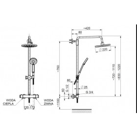 Фото 1 5716-910-00 CLASSIC Смеситель термостатический с душевой системой LUNA