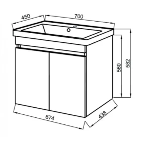 Фото 2 Тумба підвісна Монако ТП-1 70 з умивальником Vesta