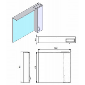 Фото 2 Зеркало Trento TrnMC-100 серый (правый)