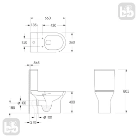 Фото 1 Унітаз – компакт Imprese VYSKOV New, гор. випуск, сидіння slow-closing (i11337)