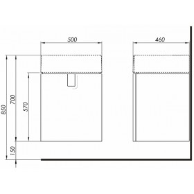 Фото 1 Kolo Twins Тумба под умывальник 50 см, черный матовый (89485-000)