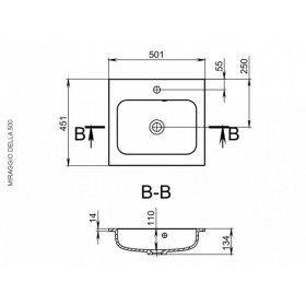 Фото 3 Умывальник Miraggio Della 500 Глянец Прямоугольный Врезной