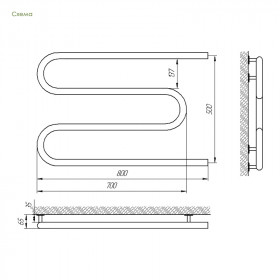 Фото 1 Полотенцесушитель Laris Змейка 30 РС3 1/2, 800х500