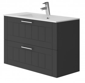 Фото Тумба подвесная Ювента Oscar Osc-80 графит с умывальником Tampa-80