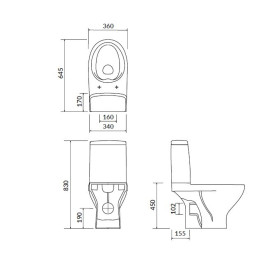 Фото 1 Унітаз компакт 670 MODUO CleanON 43 010 Г/В, злив 3/5л, бічн.підв., з cидін. Duroplast SLIM Soft Сlose