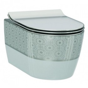 Фото Унитаз подвесной Idevit Alfa Rimless 3104-2616-1201, белый/серебро