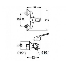 Фото 1 Смеситель для душевой кабины Jika Olymp (3161.7)