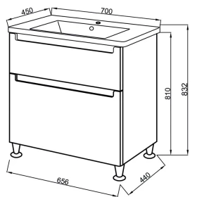 Фото 2 Тумба підлогова Ельба ТНБ-2 Д 70 з умивальником Vesta 