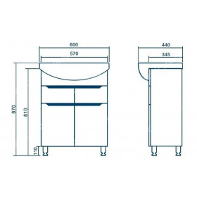 Фото 3 Тумба с умывальником Ариал Висла Изео 60 Т-5
