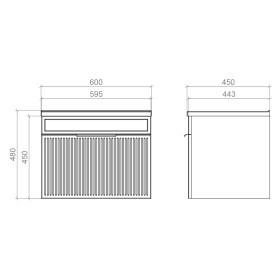 Фото 2 Тумба підвісна MIRATER Адель 60 з умивальником Родео 60, біла