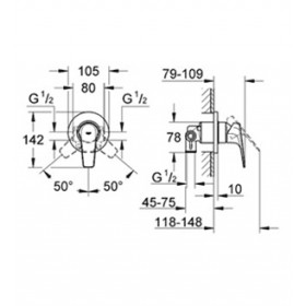 Фото 1 Смеситель для душа Grohe Bau Flow встраиваемый (29046000)