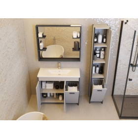 Фото 2 Пенал Ювента Brooklyn-190 серый с корзиной