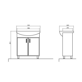 Фото 2 Тумба с умывальником Akva Rodos Эконом Cersania 55