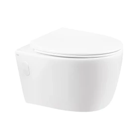 Фото Унітаз підвісний Leo, Rimless з сидінням Slim Duroplast/ Soft-close/ Quick relase White Qtap