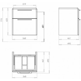 Фото 1 Kolo Traffic Тумба под умывальник 60 см, белый глянец (89433-000)