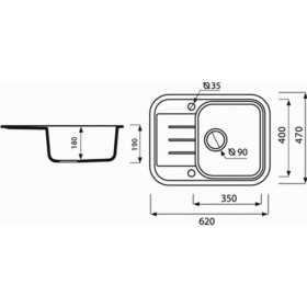 Фото 2 Мойка кухонная Marmorin PESTA 620х470 BLACK METALIC (170133012)