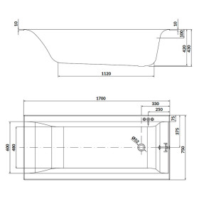 Фото 2 Ванна акрилова прямокутна Cersanit LARGA 170х75 з ніжками (S301-303)