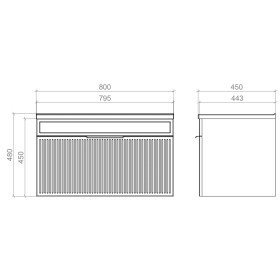 Фото 2 Тумба підвісна MIRATER Адель 80 з умивальником Родео 80, чорна