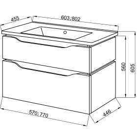 Фото 2 Тумба підвісна Сенатор 80 ТП-2 Д 80 з умивальником Комо80