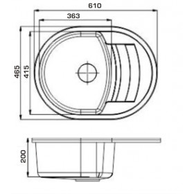 Фото 1 Кухонная мойка Granado MALAGA black shine (610*465mm)