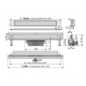 Фото 1 Водосточный желоб Alcaplast APZ5-SPA-Twin-1050 с решеткой