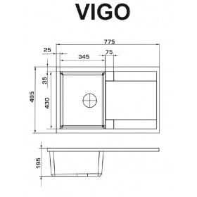 Фото 1 Кухонная мойка Granado VIGO avena (780*500 mm.)