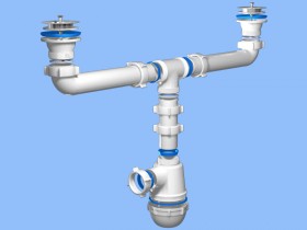 Фото Сифон двойной мойки АНИ-ГРОТ А3000 (нерж)