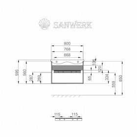 Фото 4 Тумба Sanwerk ALESSA AIR 70 с умывальником Канте, 2F (MV0000638)