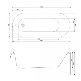 Фото 2 Ванна акрилова Cersanit OCTAVIA 170*75 з ніжками  (S301-253)