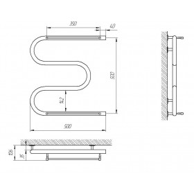 Фото 1 Полотенцесушитель Laris Змейка 25 РС3 
с 2-мя полками 1/2, 500х500