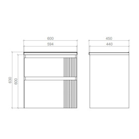 Фото 2 Тумба підвісна MIRATER Родео 60 з умивальником Родео 60, біла