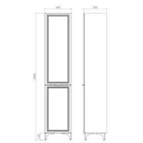 Фото 2 Пенал підлоговий MIRATER Естель 40, з кошиком, чорний, (прав.)
