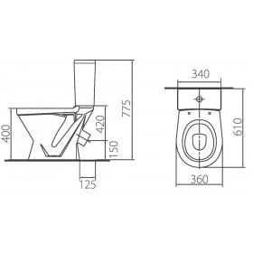 Фото 3 Унитаз-компакт Colombo Нью с сиденьем из полипропилена (косой выпуск)